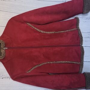 L.L. Bean Faux Suede and Sherpa Embroidered Small Coat